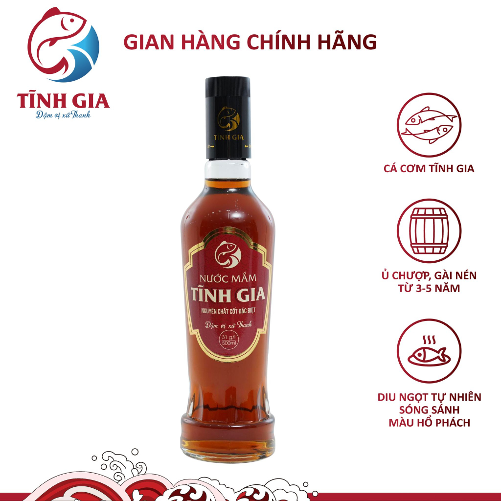 Nước mắm Tĩnh Gia 31 độ 500ml - Hạ thổ 3 năm thơm ngon, mặn dịu chuẩn 3:1, ngọt tự nhiên, không bị tanh hôi