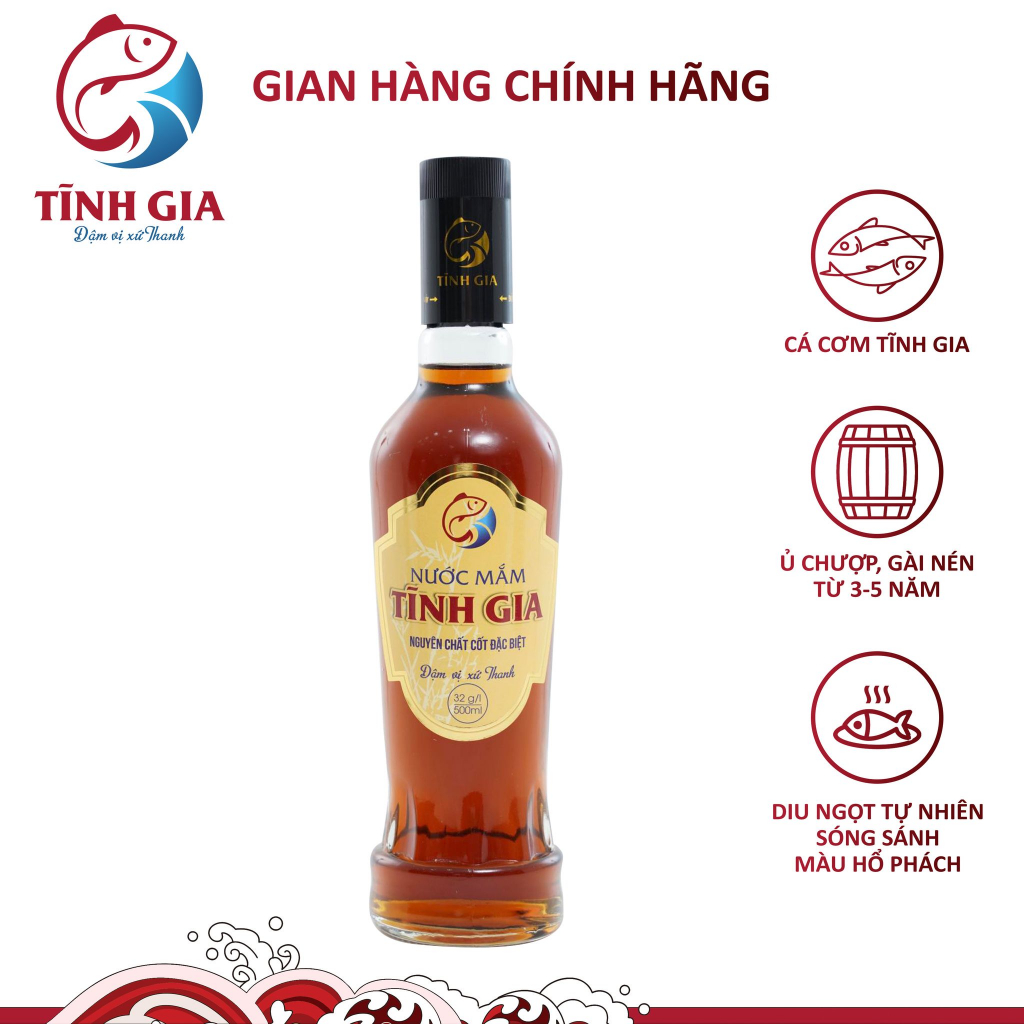Nước mắm Tĩnh Gia 32 độ 500ml - Hạ thổ 5 năm thơm ngon, mặn dịu chuẩn 3:1, ngọt tự nhiên, không bị tanh hôi