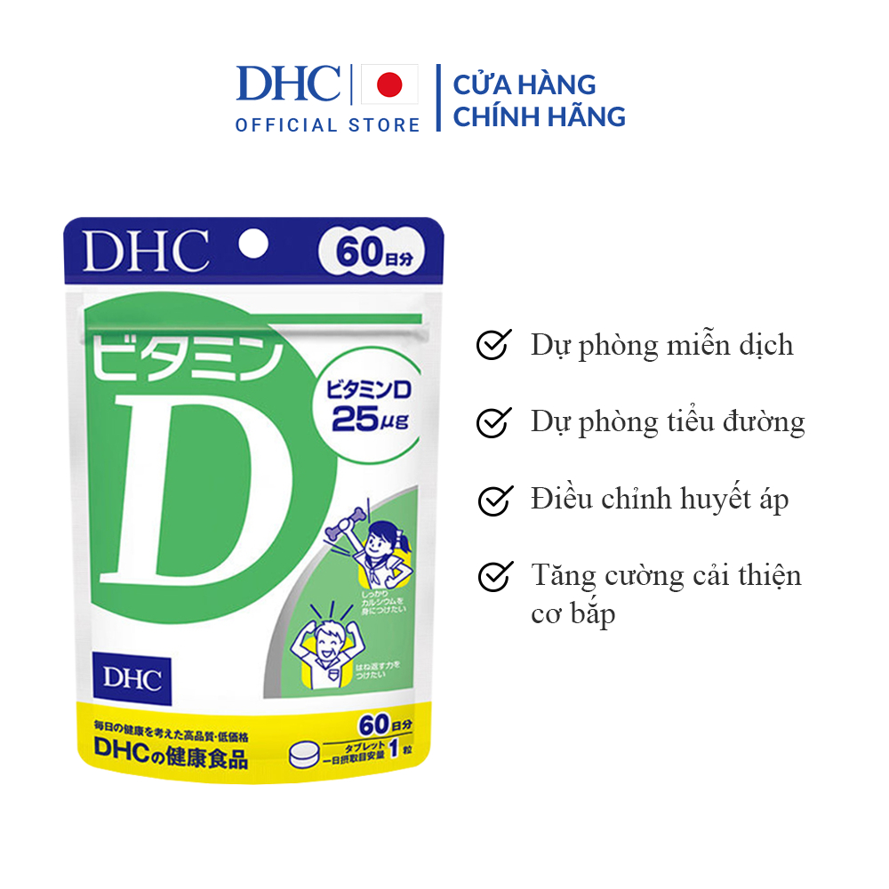 Combo Viên Uống DHC Cải thiện sức khoẻ xương khớp toàn diện 60 Ngày (Vitamin D 60 viên & Canxi 240 viên)