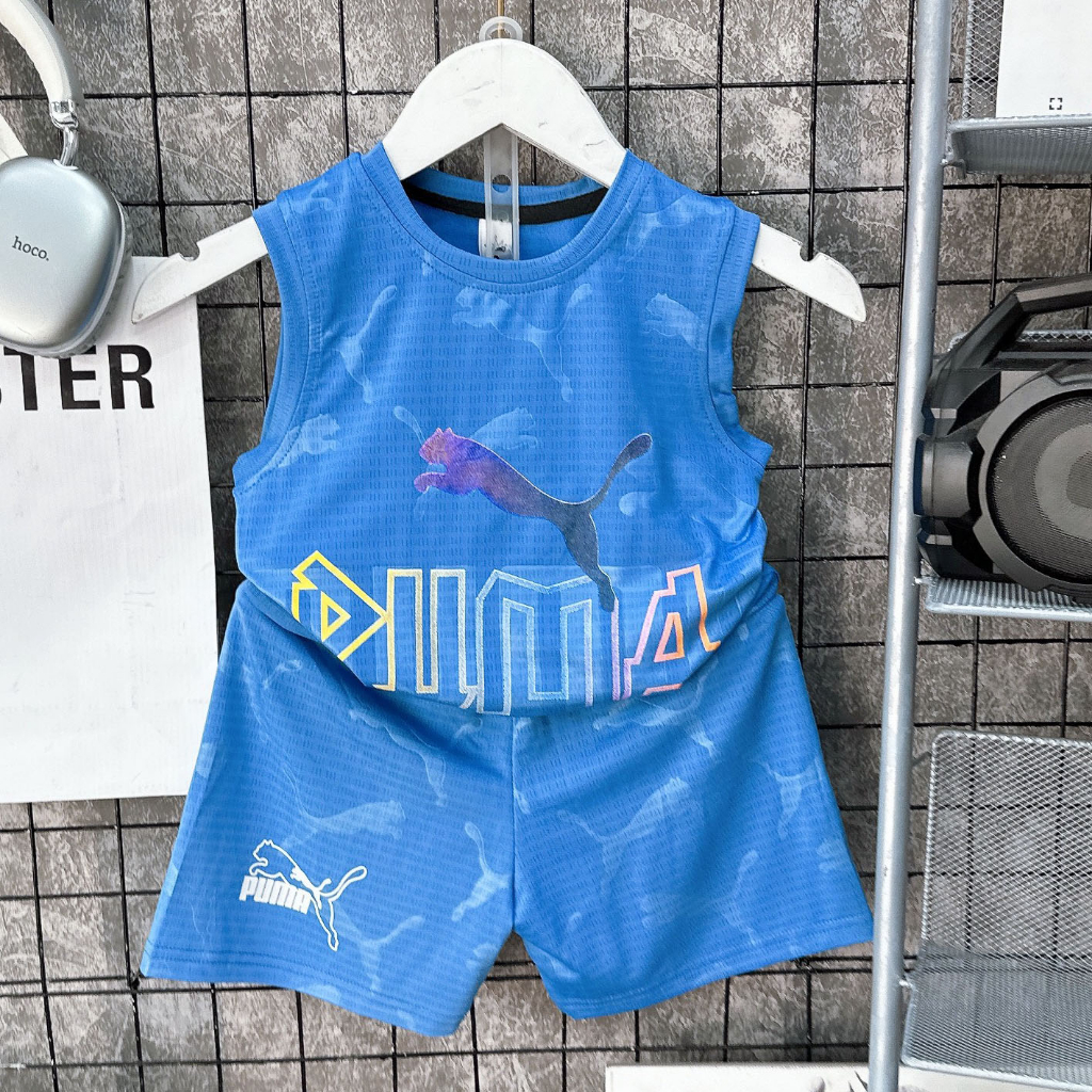 Bộ sát nách, sét cộc bé trai bé gái vải thông hơi siêu mát Pu01