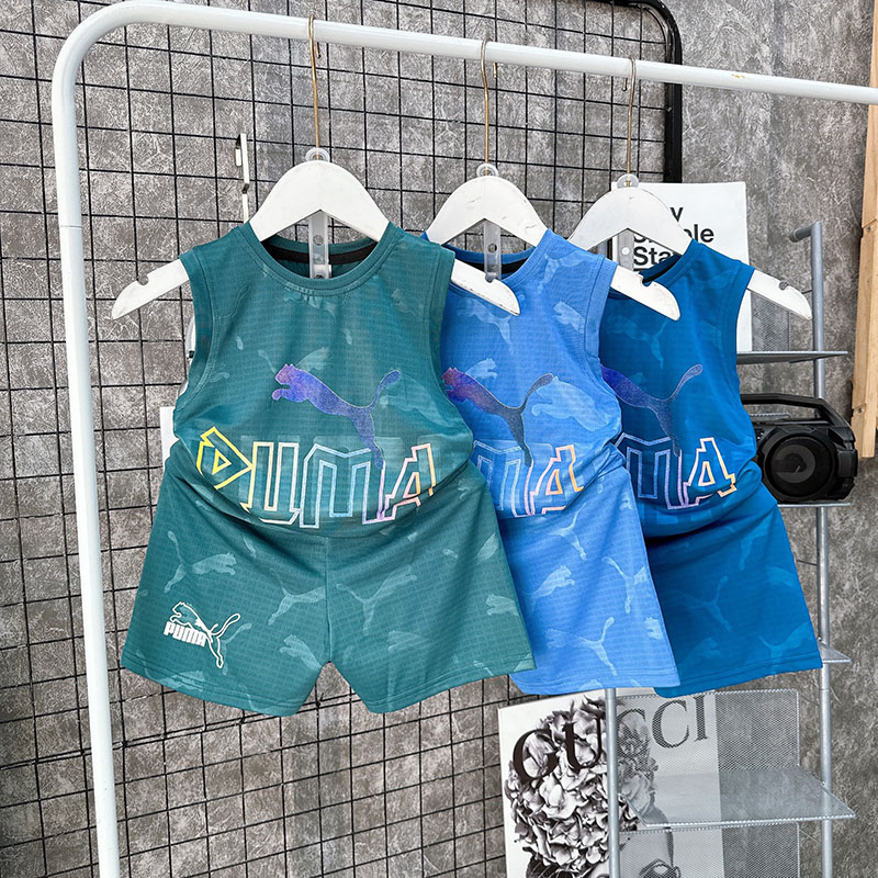 Bộ sát nách, sét cộc bé trai bé gái vải thông hơi siêu mát Pu01