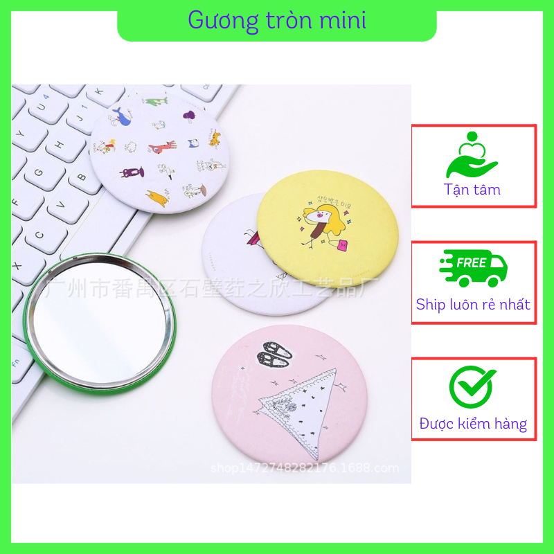 Gương trang điểm mini bỏ túi dùng cho makeup tiện lợi kích thước 8cm