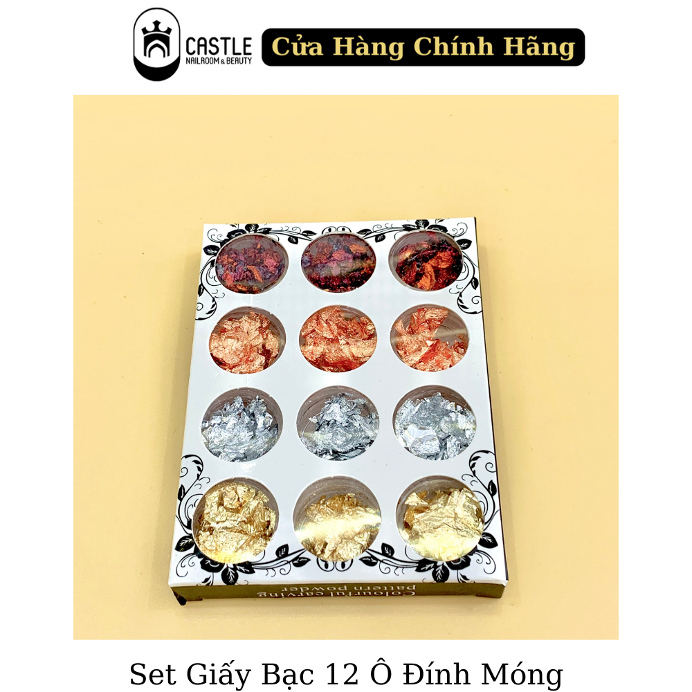 Set Giấy Bạc Vụn Trang Trí Móng 12 Ô