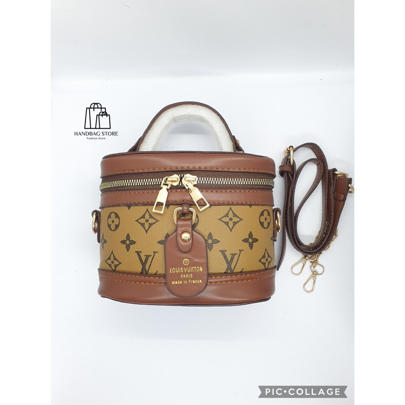 Túi xách đeo chéo Trống cơm Hoạ tiết Nâu