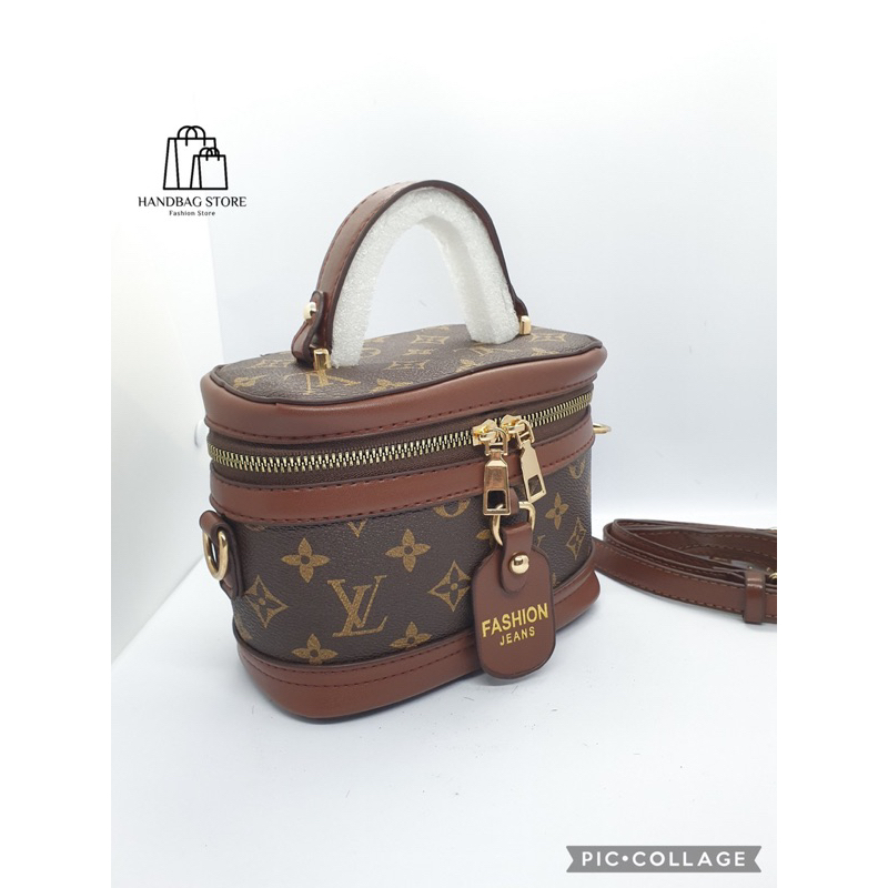 Túi xách đeo chéo Trống cơm Hoạ tiết Nâu