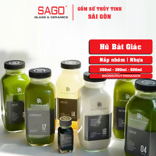 Set 06 Chai Thủy Tinh Vuông Bát Giát 250ml , 350ml , 500ml