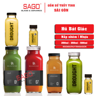 Chai Thủy Tinh Vuông Bát Giác miệng To Nắp Nhôm | Tùy Chọn Dung Tích