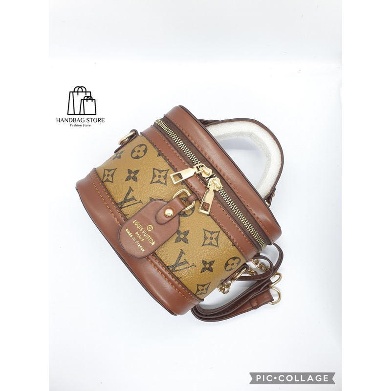Túi xách đeo chéo Trống cơm Hoạ tiết Nâu