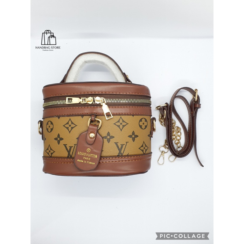 Túi xách đeo chéo Trống cơm Hoạ tiết Nâu