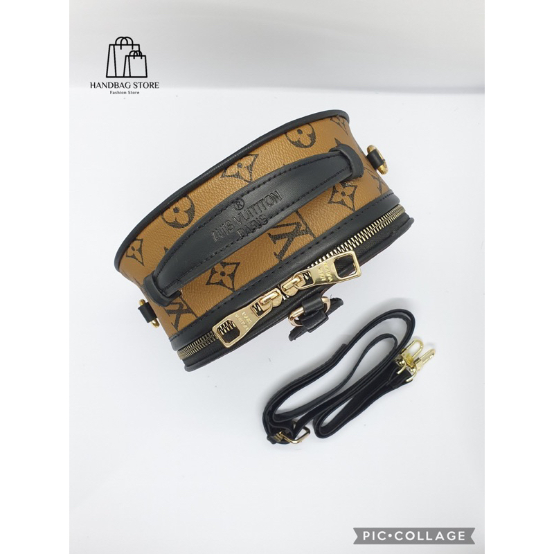 Túi xách đeo chéo Tròn quai đen Hoạ Tiết