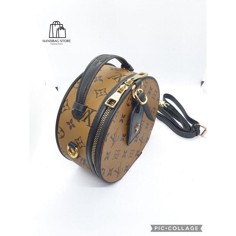 Túi xách đeo chéo Tròn quai đen Hoạ Tiết