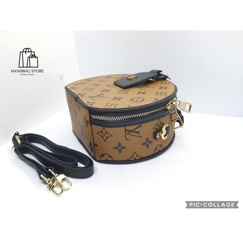 Túi xách đeo chéo Tròn quai đen Hoạ Tiết