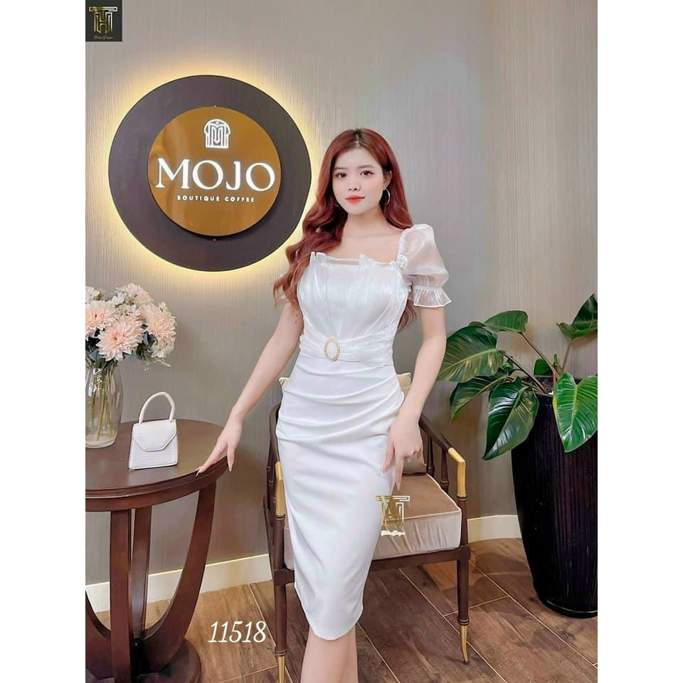 (HCM) Đầm body dự tiệc tay ngắn phối voan kiếng thời trang nữ siêu xinh body siêu sang duyên dáng xinh cho các chị em