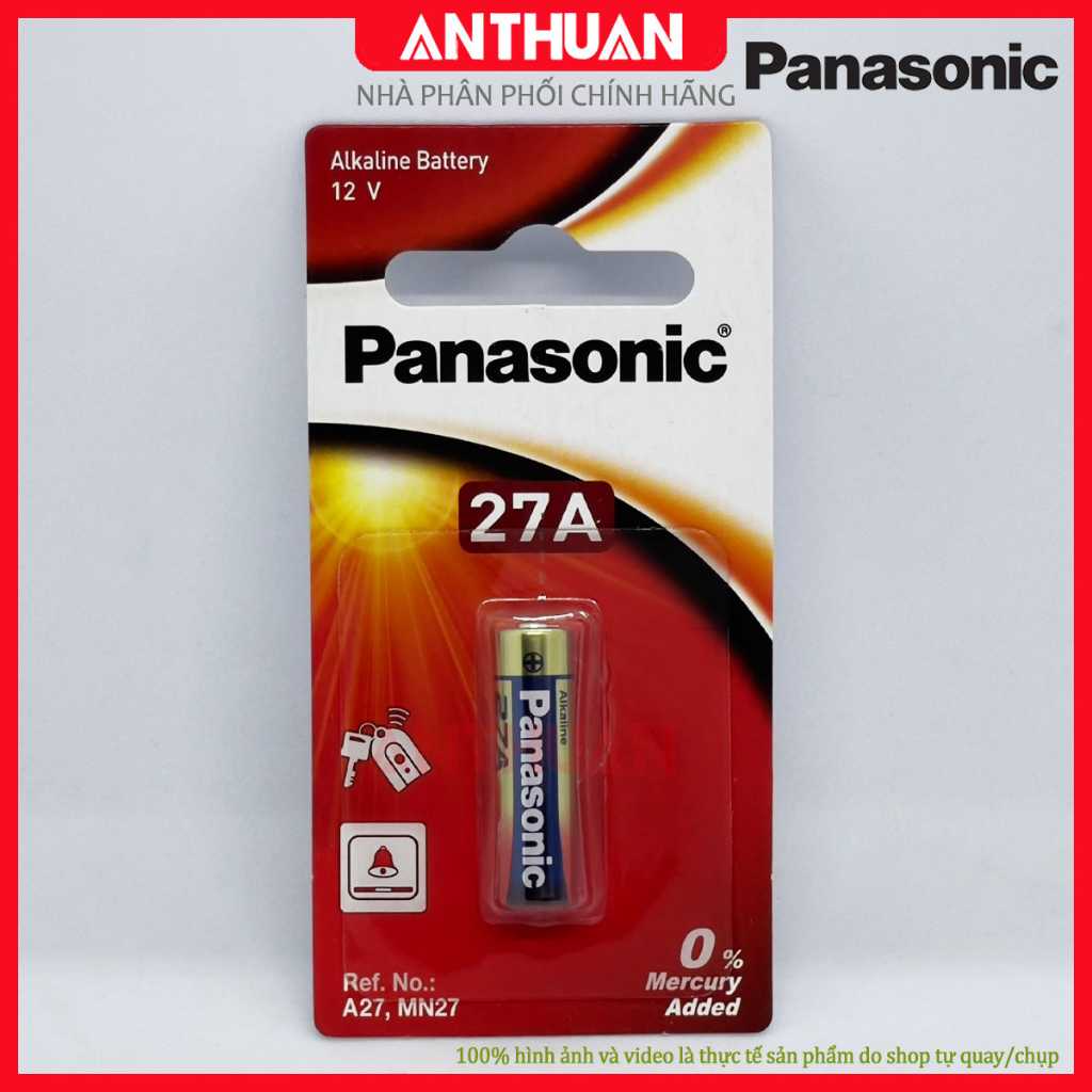 Pin A27 - 27A Panasonic 12V cao cấp chính hãng LRV08 vỉ 1 viên. Thay cửa cuốn, điều khiển ...