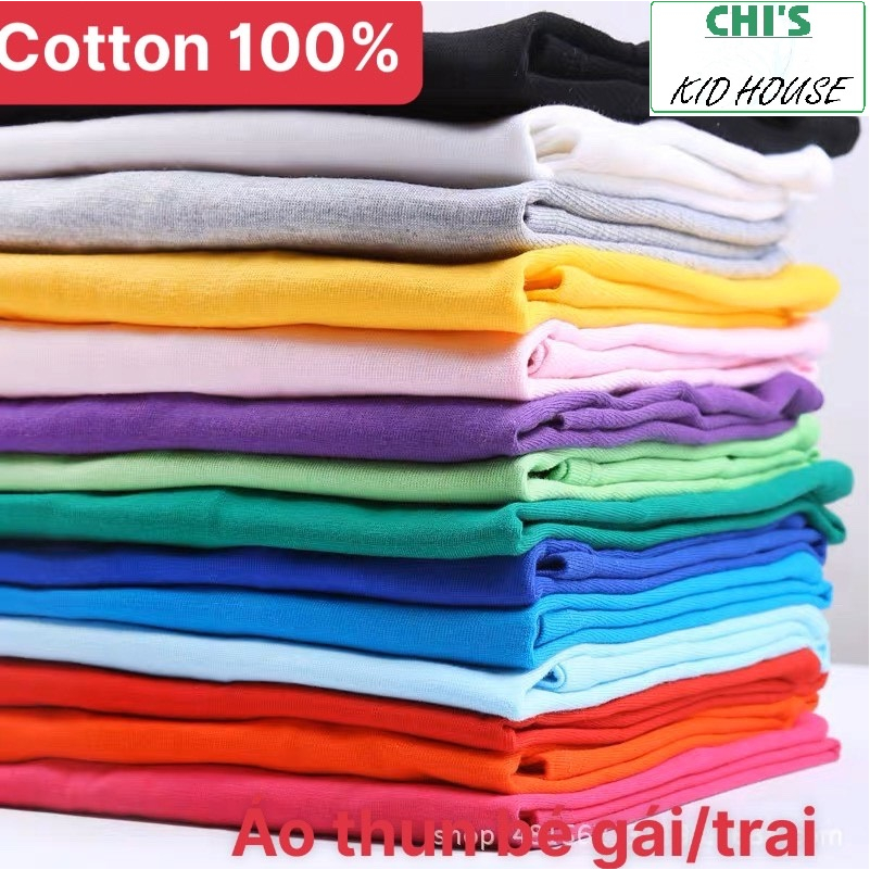 ÁO THUN TRƠN UNISEX THUN COTTON 2 CHIỀU CHO BÉ SIÊU MỀM MÁT 9-55KG