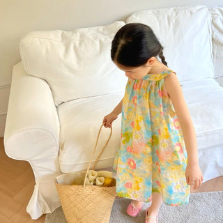 Bg462-váy hoa cổ yếm bé gái
