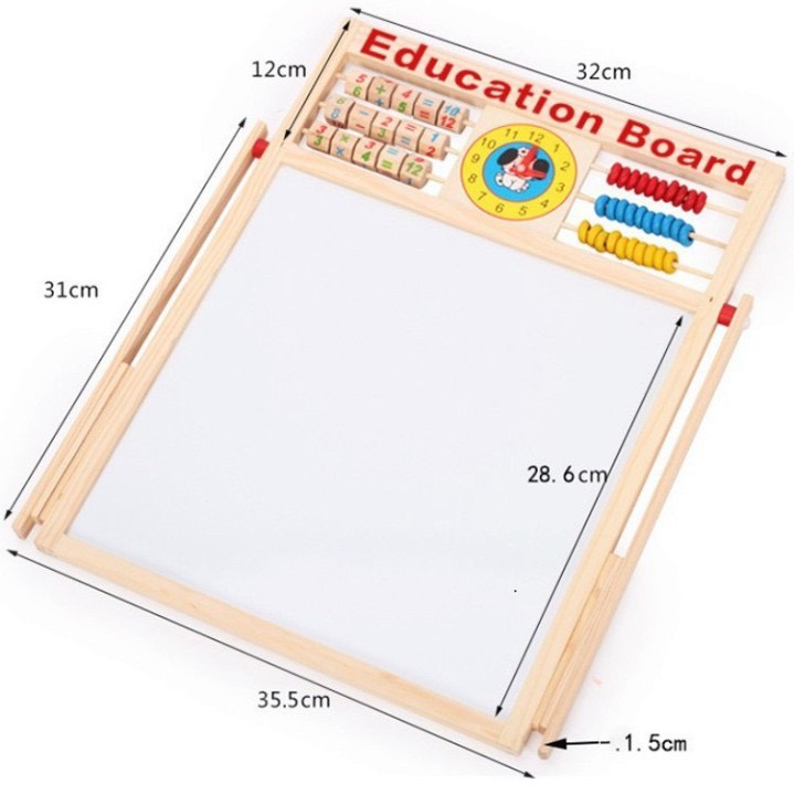 Bảng Vẽ Thông Minh 2 Mặt, Bảng Cánh Cụt Hút Nam Châm Kèm Phấn & Bút Màu 46 Chi Tiết Cho Bé - Embé Mỡ