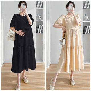 Đầm bầu cổ tròn suông 2 màu