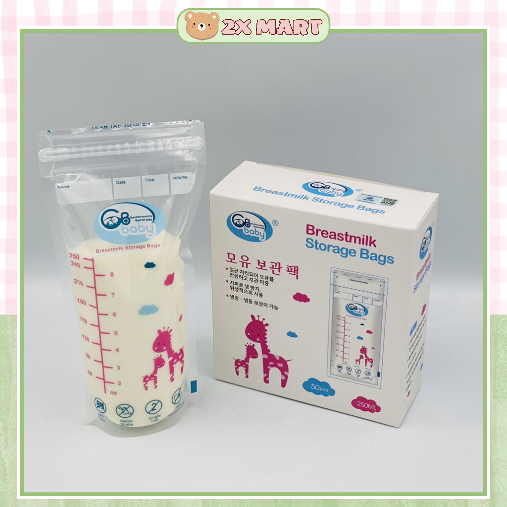 Hộp 50 túi trữ sữa 250ml GB Baby Hàn Quốc đựng lưu sữa mẹ an toàn tiện dụng