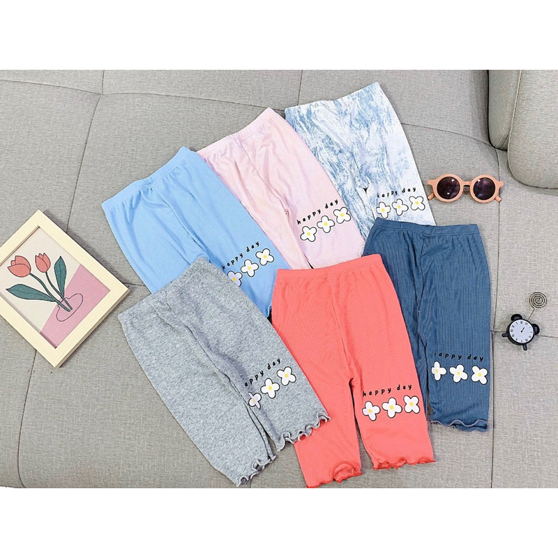 Set 4 quần legging lửng cho bé chất thun tâm mát lạnh co dan tốt