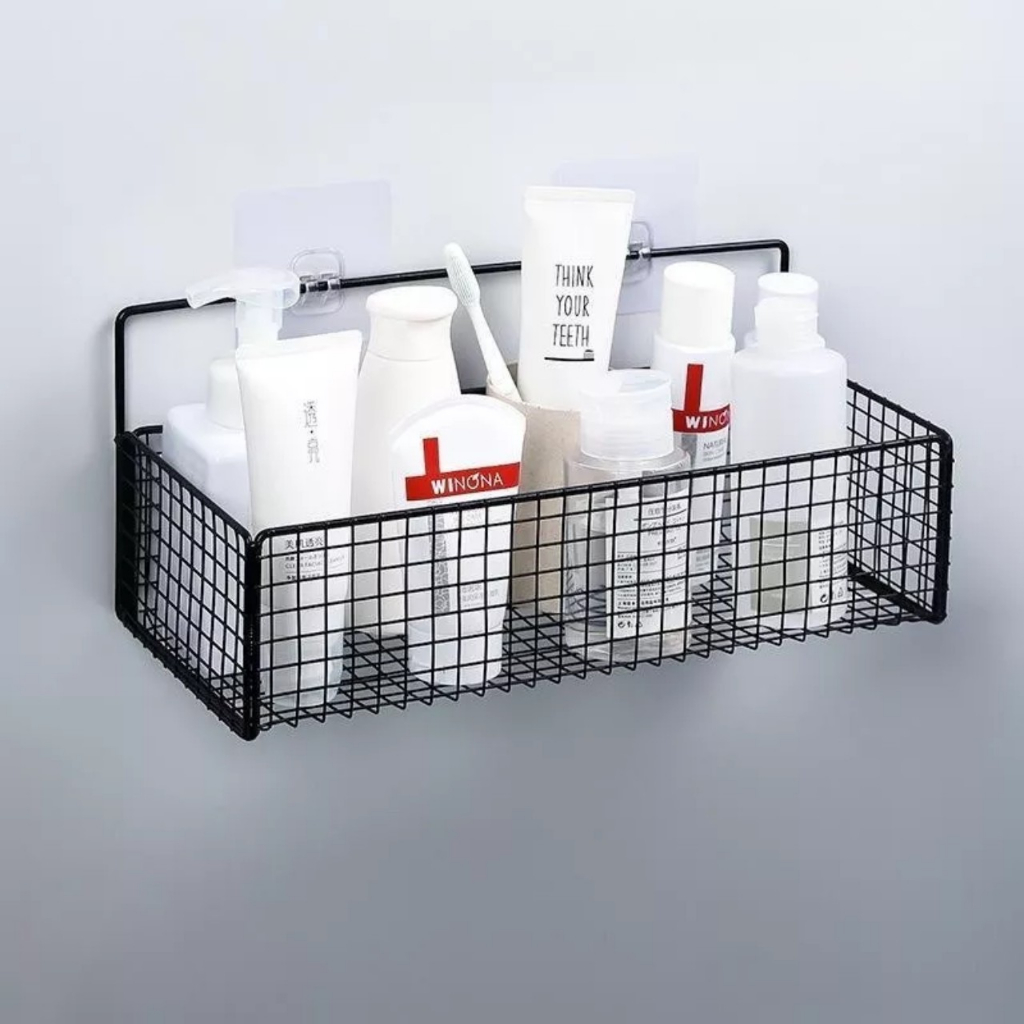 Kệ sắt lưới treo tường để đồ dùng nhỏ tiện lợi- Rổ lưới sắt sơn tĩnh điện treo tường không cần khoan đục