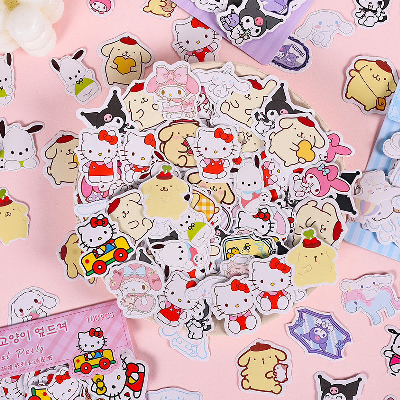 Set 100 sticker chủ đề Sanrio dễ thương