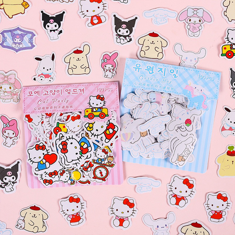 Set 100 sticker chủ đề Sanrio dễ thương