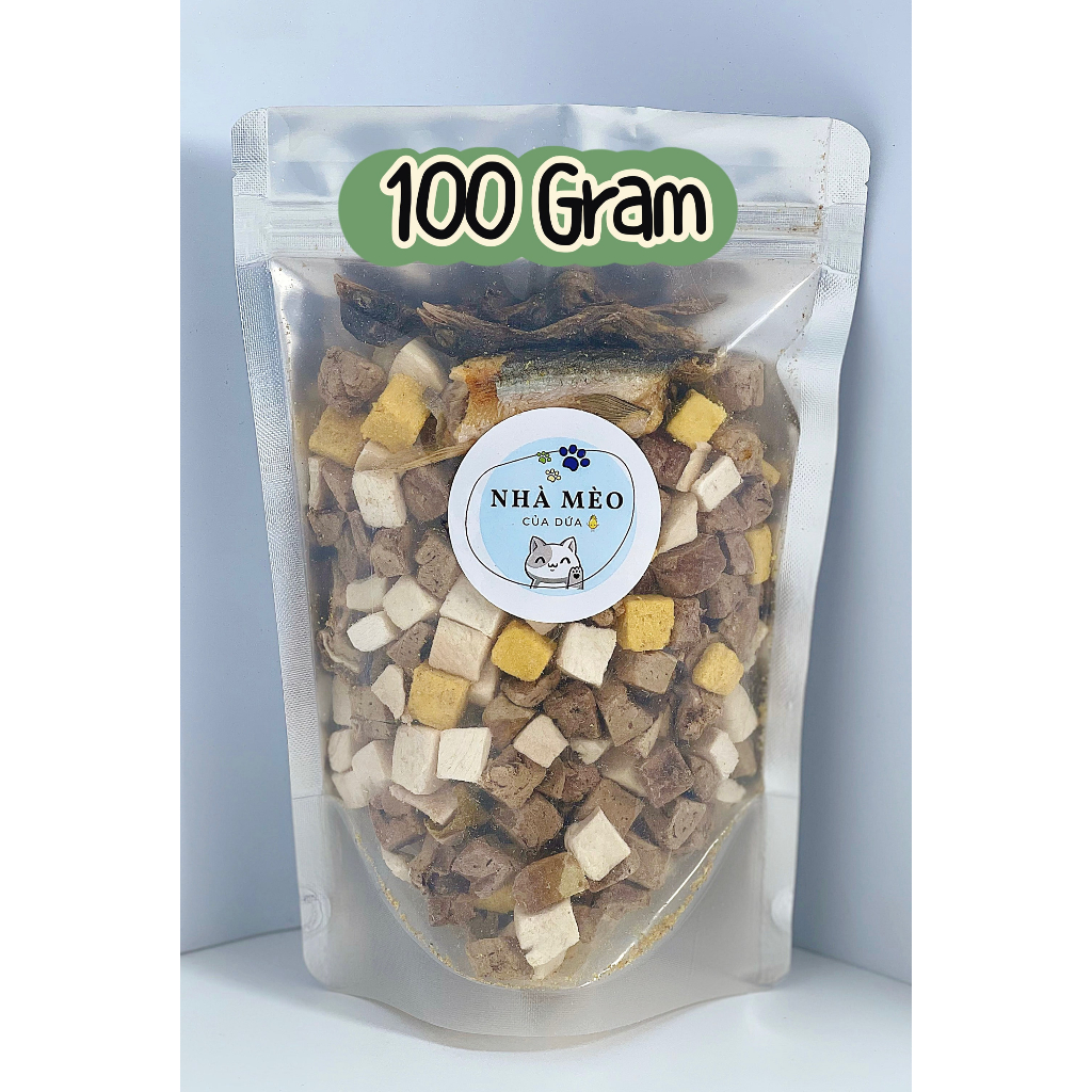 Thịt sấy đông khô loại 100G và 200G cho chó mèo, giảm rụng lông, dành cho chó mèo kén ăn