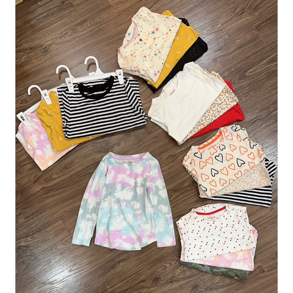 Áo cotton bé gái vnxk dài tay xs-2xl