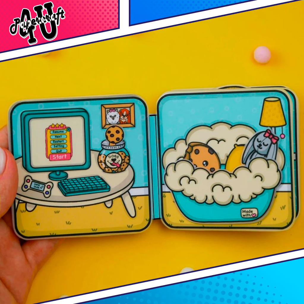 ĐỒ CHƠI NGÔI NHÀ BÚP BÊ GIẤY CẮT THỦ CÔNG DIY - CHÓ LUNA & COOKEI