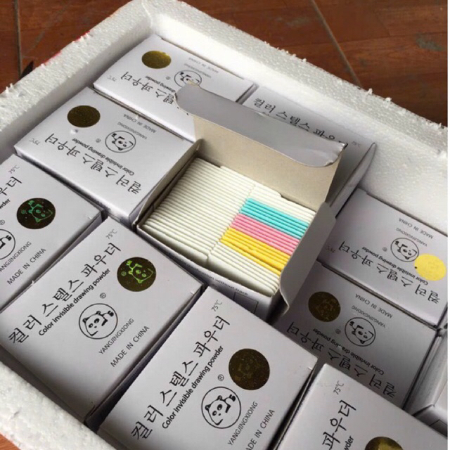 Phấn bay có màu gấu 75 độ bay đi hết hộp 50 viên