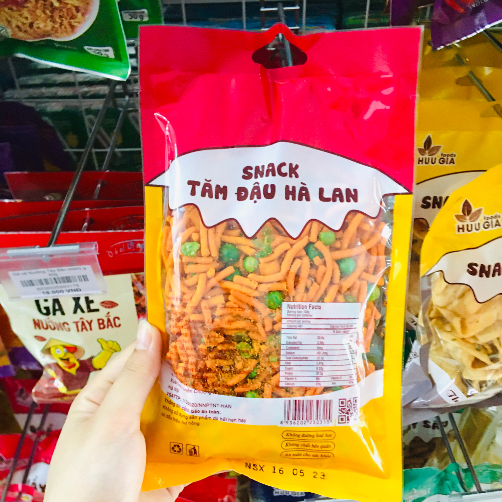 Snack tăm đậu Hà Lan Hữu Gia gói 160g