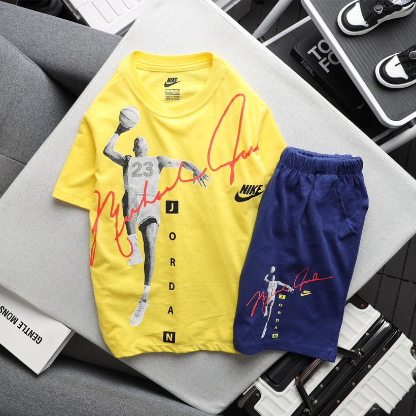 Đồ bộ bé trai logo Nike, quần áo cộc tay chất vải xịn, thấm hút mồ hôi từ 30-65 kg