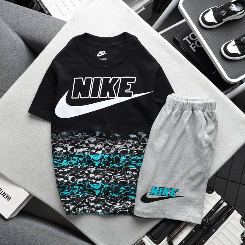 Đồ bộ bé trai logo Nike, quần áo cộc tay chất vải xịn, thấm hút mồ hôi từ 30-65 kg