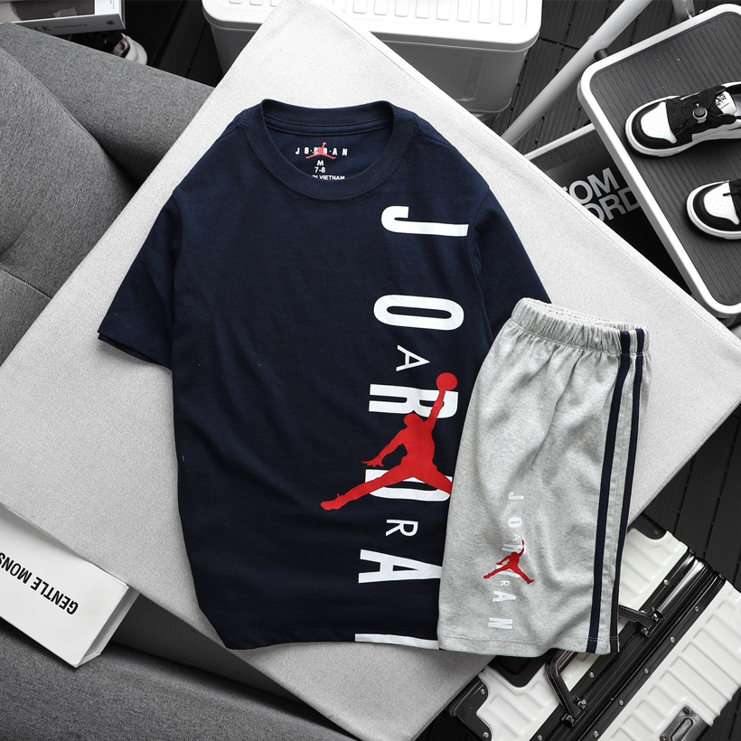 Đồ bộ bé trai logo Nike, quần áo cộc tay chất vải xịn, thấm hút mồ hôi từ 30-65 kg