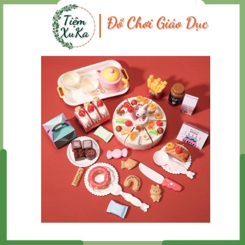 Bộ đồ chơi tiệc trà bánh sinh nhật cho bé 85 chi tiết có đèn và nhạc cho bé