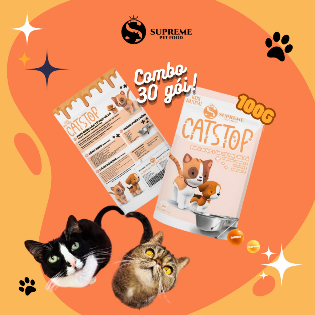 Combo 30 gói Pate chó mèo Mix vị, mỗi gói 100 gram