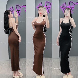 Đầm body cổ viền trắng dáng dài