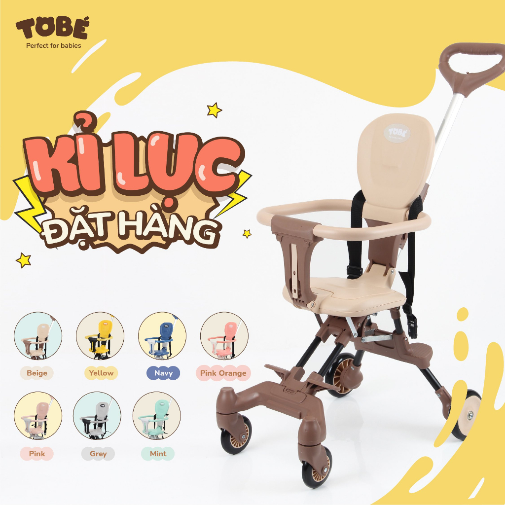 Xe Đẩy Gấp Gọn Và Đảo Chiều Cho Bé OLWEN PLUS TOBÉ 8104A Có Đệm Ngồi Và Mái Che  - Mom and Home