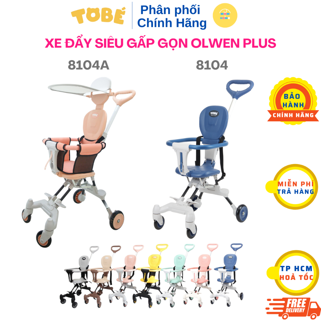 Xe Đẩy Gấp Gọn Và Đảo Chiều Cho Bé OLWEN PLUS TOBÉ 8104A Có Đệm Ngồi Và Mái Che  - Mom and Home