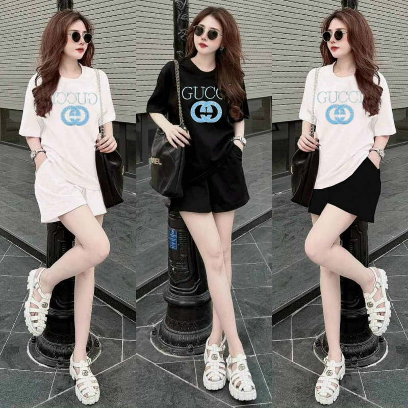 SET SHORT THÊU LOGO GU.CCI CAO CẤP