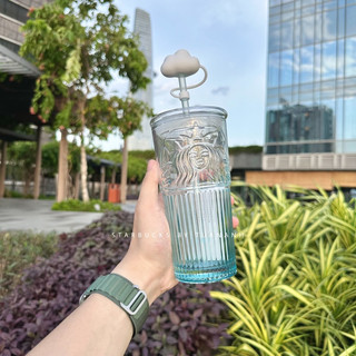 Ly Thuỷ Tinh Starbucks Goddess Glass Blue Cloud 550ml