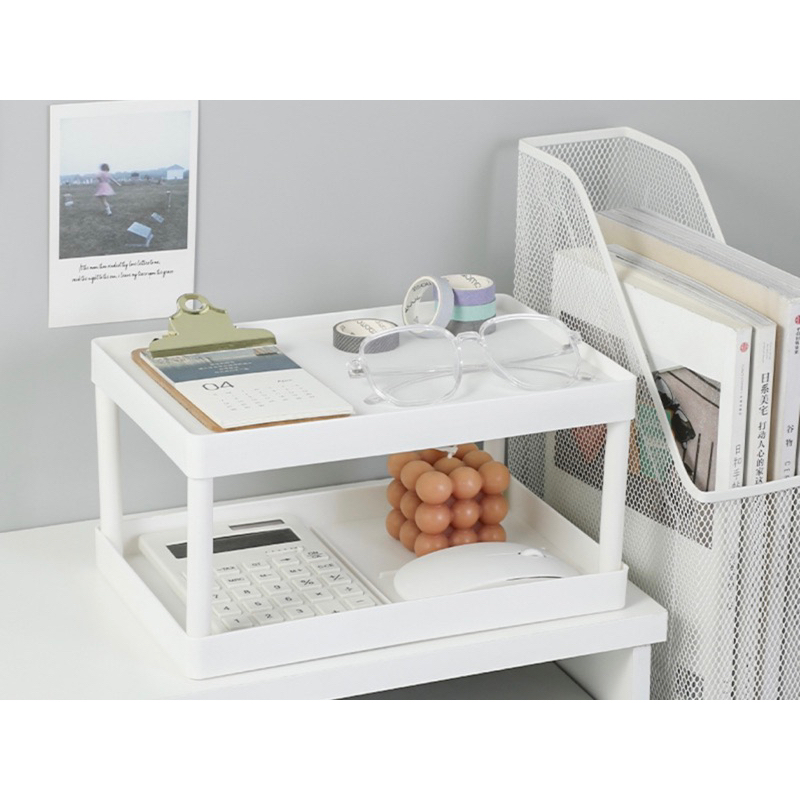 Kệ Trắng 2 Tầng Kệ Nhựa Trắng 2 Tầng Kệ decor bàn học Kệ Giá 2 tầng để bàn
