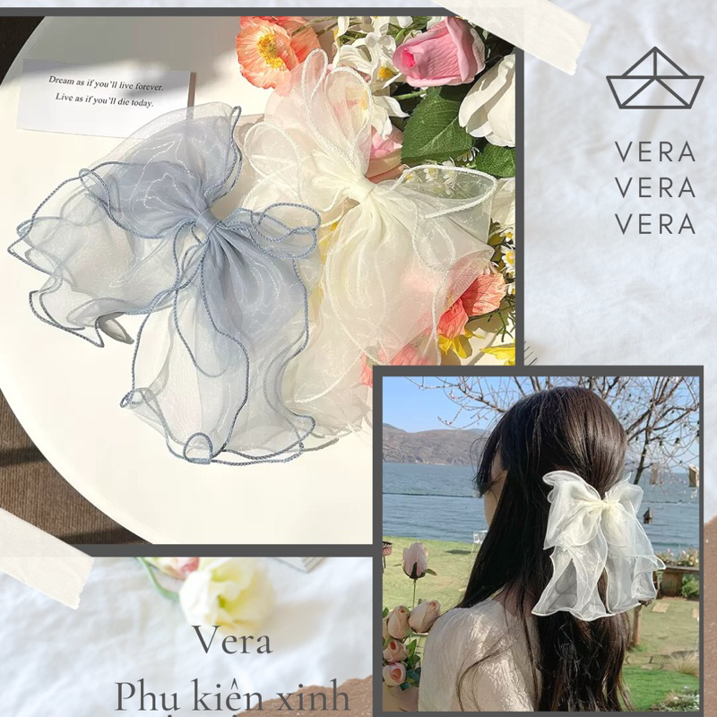 Kẹp tóc hàn quốc đính nơ tiểu thư, kẹp kim loại