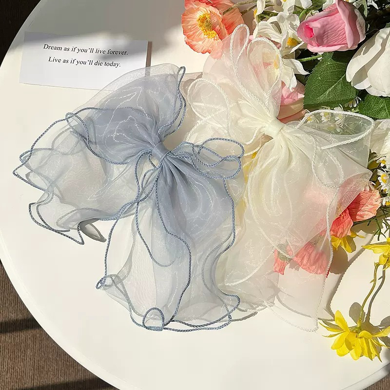 Kẹp tóc hàn quốc đính nơ tiểu thư, kẹp kim loại