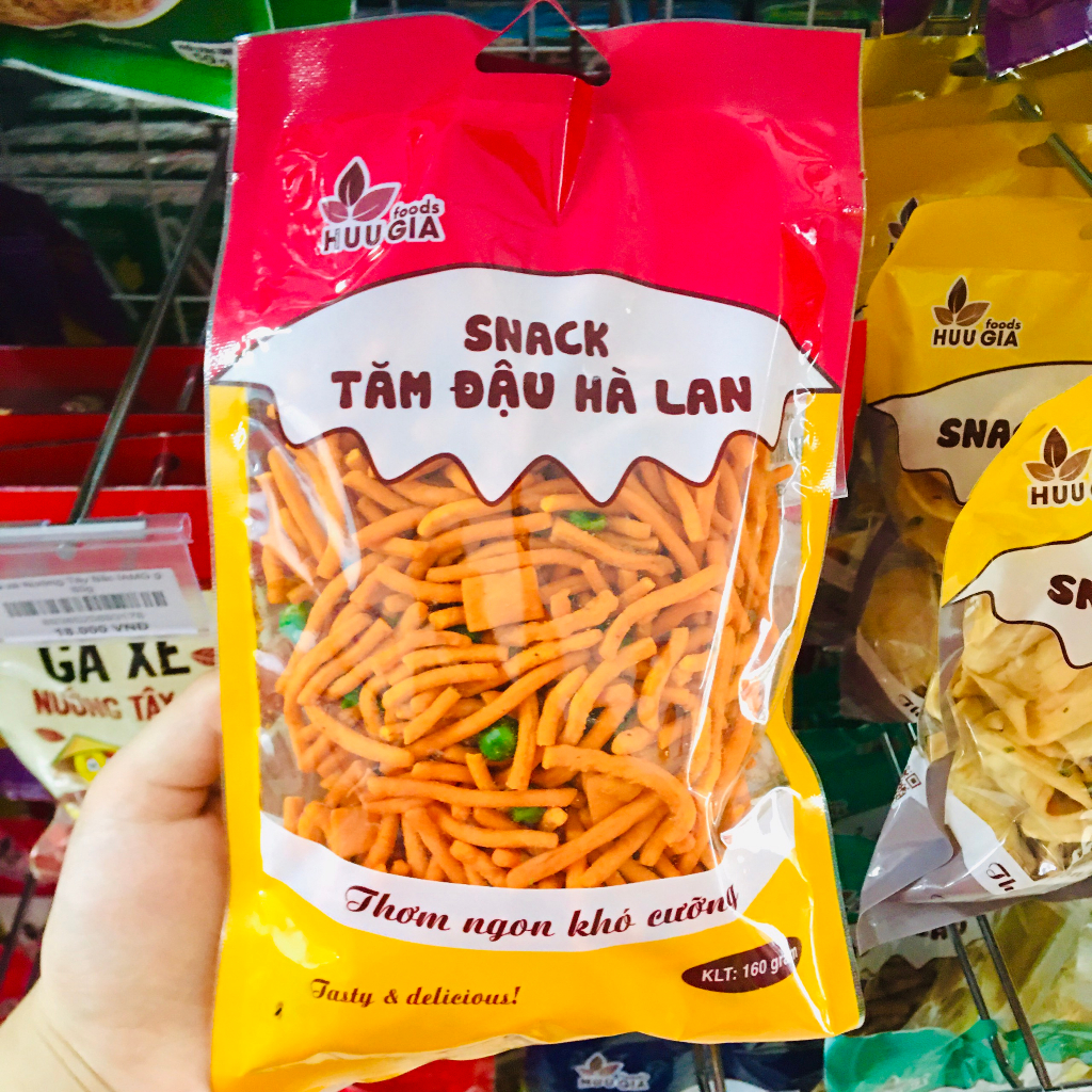 Snack tăm đậu Hà Lan Hữu Gia gói 160g