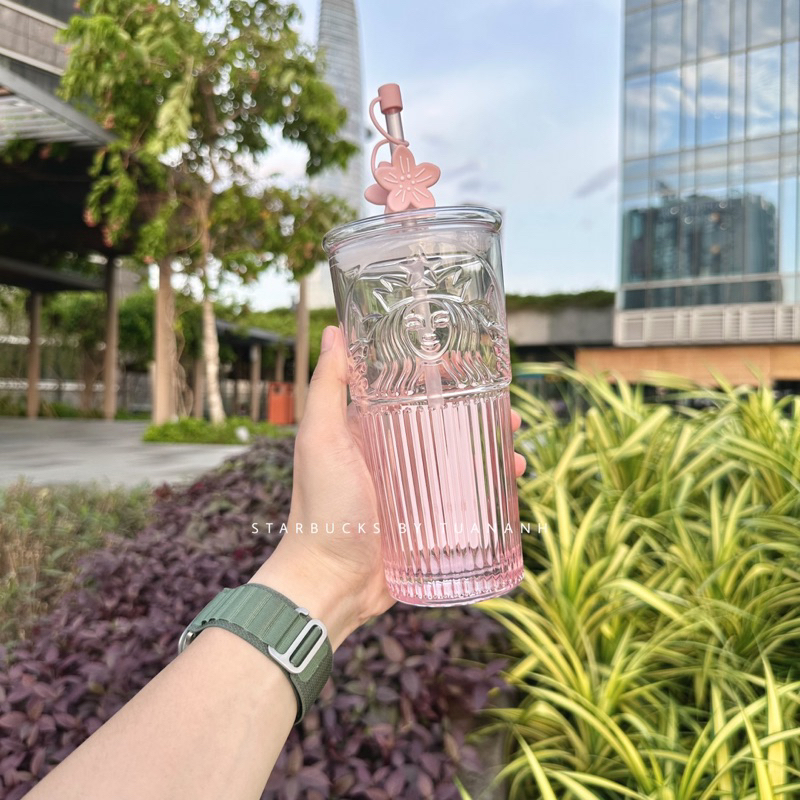 Ly Thuỷ Tinh Starbucks Goddess Glass Pink Sakura 550ml