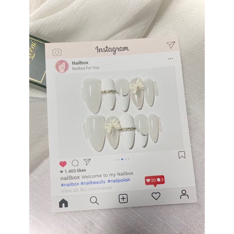 Móng tay giả thiết kế thủ công đính nơ nhẹ nhàng chỉ 55k