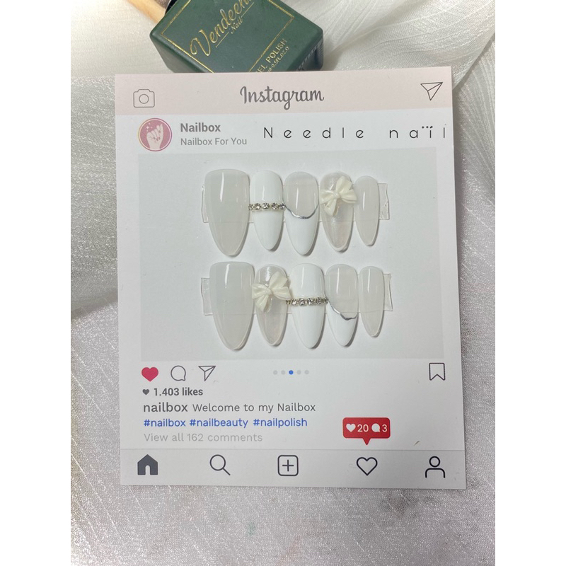 Móng tay giả thiết kế thủ công đính nơ nhẹ nhàng chỉ 55k