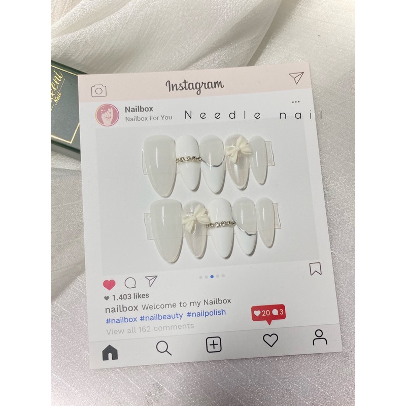 Móng tay giả thiết kế thủ công đính nơ nhẹ nhàng chỉ 55k